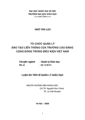 Luận văn thạc sĩ vnu ued tổ chức quản lý đào tạo liên thông của trường cao đẳng cộng đồng trong điều kiện việt nam luận án ts giáo dục học 60 14 05 01