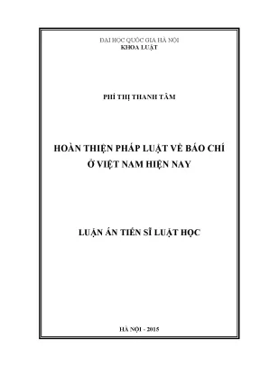 Luận văn thạc sĩ vnu ls hoàn thiện pháp luật về báo chí ở việt nam hiện nay