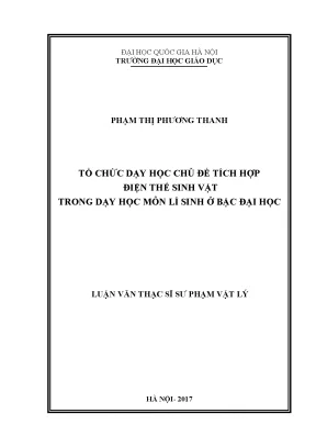 Luận văn thạc sĩ vnu ued tổ chức dạy học chủ đề tích hợp điện thế sinh vật trong dạy học môn lí sinh ở bậc đại học