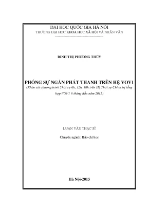 Luận văn thạc sĩ ussh phóng sự ngắn phát thanh trên hệ vov1