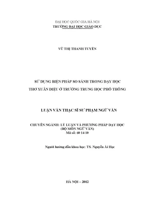 Luận văn thạc sĩ vnu ued sử dụng biện pháp so sánh trong dạy học thơ xuân diệu ở trường trung học phổ thông