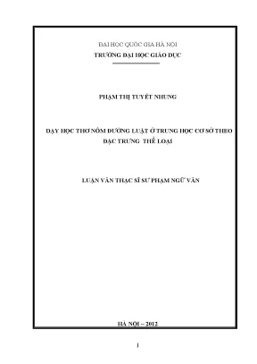 Luận văn thạc sĩ vnu ued dạy học thơ nôm đường luật ở trung học cơ sở theo đặc trưng thể loại