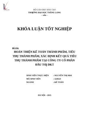Luận văn hoàn thiện kế toán thành phẩm tiêu thụ thành phẩm xác định kết quả tiêu thụ thành phẩm