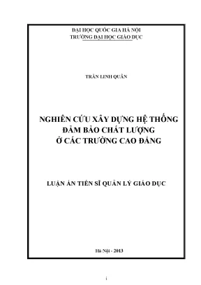 Luận văn thạc sĩ vnu ued nghiên cứu xây dựng hệ thống đảm bảo chất lượng ở các trường cao đẳng luận án ts giáo dục học 62 14 05 01001