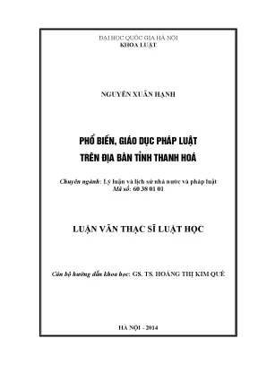 Luận văn thạc sĩ vnu ls phổ biến giáo dục pháp luật trên địa bàn tỉnh thanh hóa