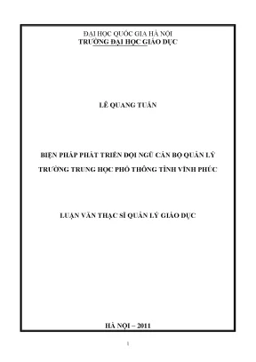 Luận văn thạc sĩ vnu ued biện pháp phát triển đội ngũ cán bộ quản lý trường trung học phổ thông tỉnh vĩnh phúc