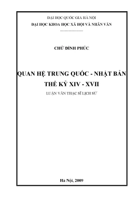 Luận văn thạc sĩ ussh quan hệ trung quốc nhật bản thế kỷ xiv xvii