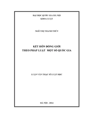 Luận văn thạc sĩ vnu ls kết hôn đồng giới theo pháp luật của một số quốc gia