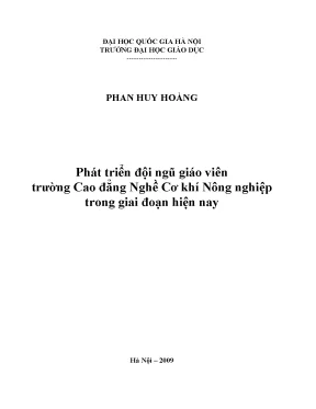 Luận văn thạc sĩ vnu ued phát triển đội ngũ giáo viên trường cao đẳng nghề cơ khí nông nghiệp trong giai đoạn hiện nay