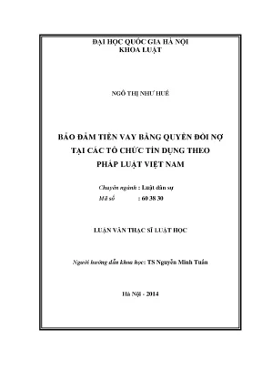 Luận văn thạc sĩ vnu ls bảo đảm tiền vay bằng quyền đòi nợ tại các tổ chức tín dụng theo pháp luật việt nam