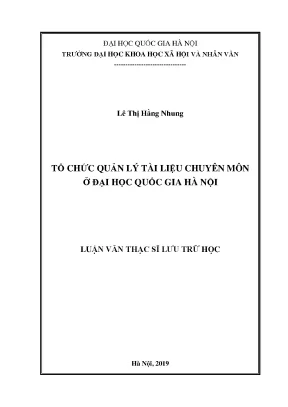 Luận văn thạc sĩ ussh tổ chức quản lý tài liệu chuyên môn ở đại học quốc gia hà nội