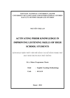 Luận văn thạc sĩ vnu ued activating prior knowledge in improving listening skills of high school students