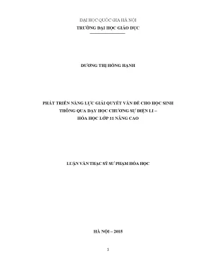 Luận văn thạc sĩ vnu ued phát triển năng lực giải quyết vấn đề cho học sinh thông qua dạy học chương sự điện li hóa học lớp 11 nâng cao