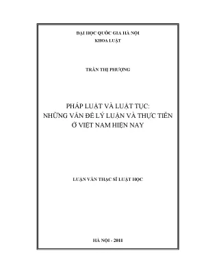 Luận văn thạc sĩ vnu ls pháp luật và luật tục những vấn đề lý luận và thực tiễn ở việt nam hiện nay