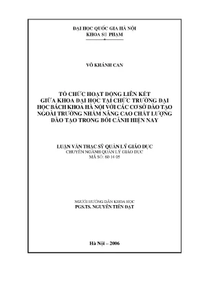 Luận văn thạc sĩ vnu ued tổ chức hoạt động liên kết giữa khoa đại học tại chức trường đại học bách khoa hà nội với các cơ sở đào tạo ngoài trường nhằm nâng cao chất lượng đào tạo trong bối cảnh hiện nay