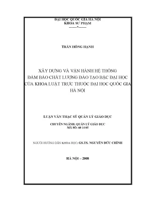 Luận văn thạc sĩ vnu ued xây dựng và vận hành hệ thống đảm bảo chất lượng đào tạo bậc đại học của khoa luật trực thuộc đại học quốc gia hà nội