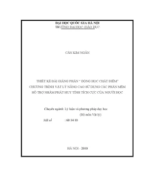 Luận văn thạc sĩ vnu ued thiết kế bài giảng phần động học chất điểm chương trình vật lí nâng cao sử dụng các phần mềm hỗ trợ nhằm phát huy tính tích cực của người học luận văn ths giáo dục học