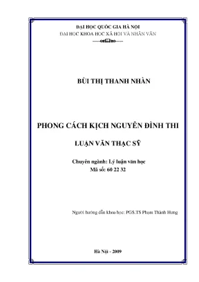 Luận văn thạc sĩ ussh phong cách kịch nguyễn đình thi