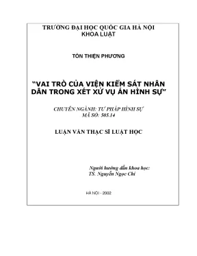 Luận văn thạc sĩ vnu ls vai trò của viện kiểm sát trong xét xử vụ án hình sự luận văn ths luật