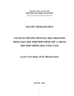 Luận văn thạc sĩ vnu ued vận dụng phương pháp dạy học khám phá trong dạy học phép biến hình lớp 11 trung học phổ thông ban nâng cao