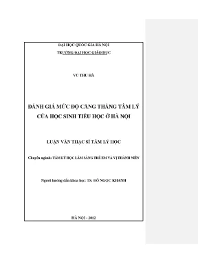 Luận văn thạc sĩ vnu ued đánh giá mức độ căng thẳng tâm lý của học sinh tiểu học ở hà nội luận văn ths tâm lý học