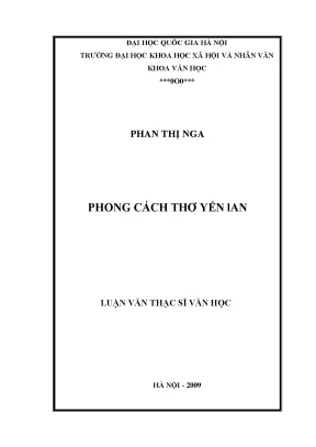 Luận văn thạc sĩ ussh phong cách thơ yến lan