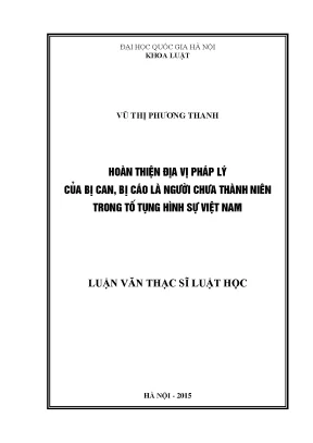 Luận văn thạc sĩ vnu ls hoàn thiện địa vị pháp lý của bị can bị cáo là người chưa thành niên trong tố tụng hình sự việt nam