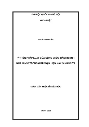 Luận văn thạc sĩ vnu ls ý thức pháp luật của công chức hành chính nhà nước trong giai đoạn hiện nay ở nước ta luận văn ths luật 6 01 01