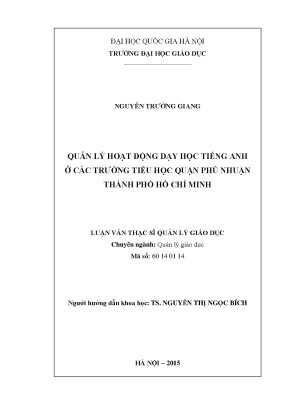 Luận văn thạc sĩ vnu ued quản lý hoạt động dạy học tiếng anh ở các trường tiểu học quận phú nhuận thành phố hồ chí minh