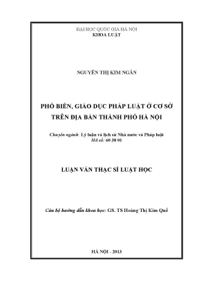 Luận văn thạc sĩ vnu ls phổ biến giáo dục pháp luật ở cơ sở trên địa bàn thành phố hà nội