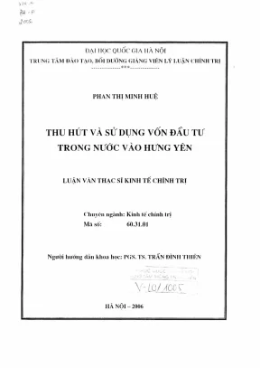 Luận văn thạc sĩ ussh thu hút và sử dụng vốn đầu tư trong nước vào hưng yên
