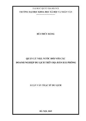 Luận văn thạc sĩ ussh quản lý nhà nước đối với các doanh nghiệp du lịch trên địa bàn hải phòng