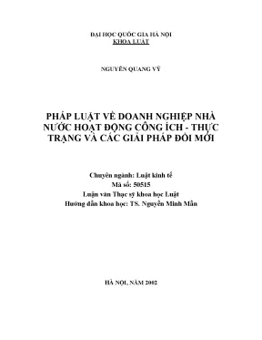 Luận văn thạc sĩ vnu ls pháp luật về doanh nghiệp nhà nước hoạt động công ích thực trạng và các giải pháp luận văn ths luật 5 05 15