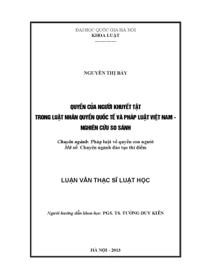 Luận văn thạc sĩ vnu ls quyền của người khuyết tật trong luật nhân quyền quốc tế và pháp luật việt nam nghiên cứu so sánh luận văn ths luật