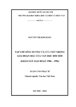 Luận văn thạc sĩ ussh tạp chí sông hương và cửa việt trong giai đoạn đầu của văn học đổi mới khảo sát giai đoạn 1986 1996