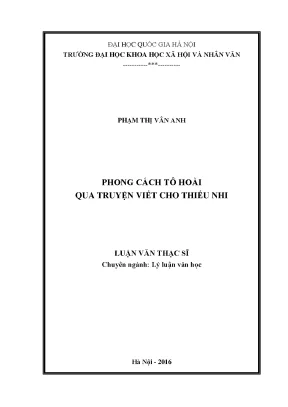 Luận văn thạc sĩ ussh phong cách tô hoài qua truyện viết cho thiếu nhi