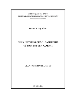 Luận văn thạc sĩ ussh quan hệ trung quốc campuchia từ năm 1991 đến năm 2011