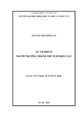 Luận văn thạc sĩ ussh sự cô đơn ở người trưởng thành trẻ tuổi hiện nay