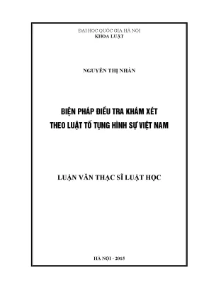 Luận văn thạc sĩ vnu ls biện pháp điều tra khám xét theo luật tố tụng hình sự việt nam