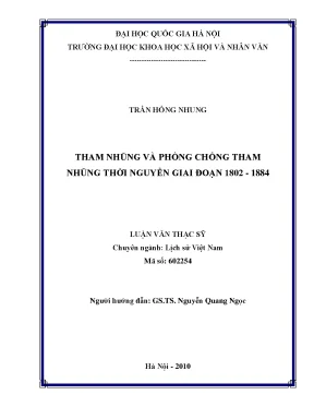 Luận văn thạc sĩ ussh tham nhũng và phòng chống tham nhũng thời nguyễn giai đoạn 1802 1884