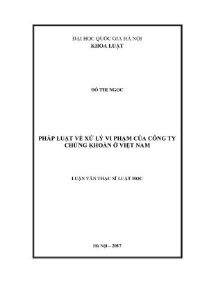 Luận văn thạc sĩ vnu ls pháp luật về xử lý vi phạm của công ty chứng khoán ở việt nam
