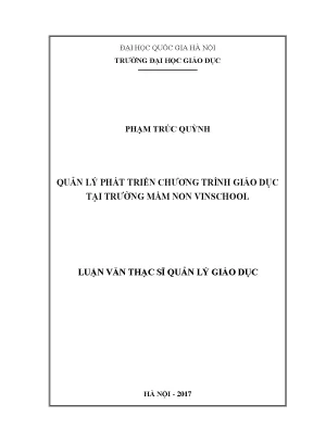 Luận văn thạc sĩ vnu ued quản lý phát triển chương trình giáo dục tại trường mầm non vinschool