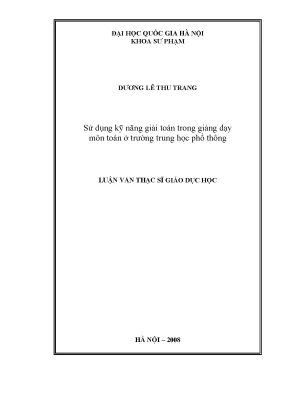 Luận văn thạc sĩ vnu ued sử dụng kỹ năng giải toán trong giảng dạy môn toán ở trường trung học phổ thông
