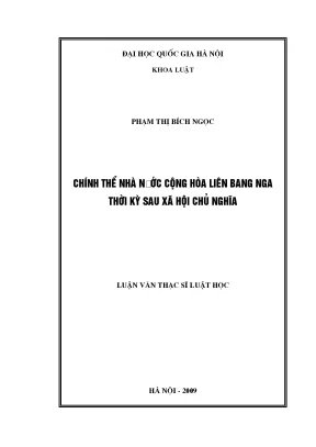 Luận văn thạc sĩ vnu ls chính thể nhà nước cộng hòa liên bang nga thời kỳ sau xã hội chủ nghĩa