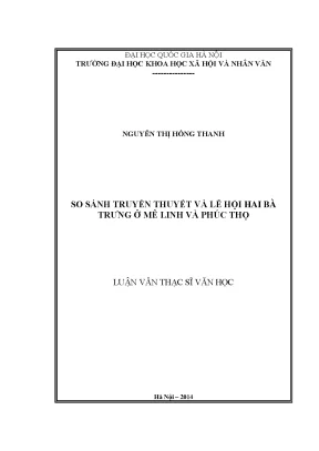 Luận văn thạc sĩ ussh so sánh truyền thuyết và lễ hội hai bà trưng ở mê linh và phú thọ