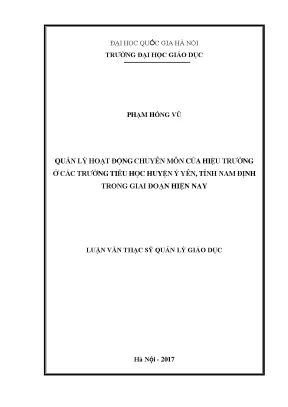 Luận văn thạc sĩ vnu ued quản lý hoạt động chuyên môn của hiệu trưởng ở các trường tiểu học huyện ý yên tỉnh nam định trong giai đoạn hiện nay