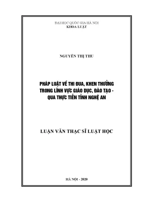 Luận văn thạc sĩ vnu ls pháp luật về thi đua khen thưởng trong lĩnh vực giáo dục đào tạo qua thực tiễn tỉnh nghệ an
