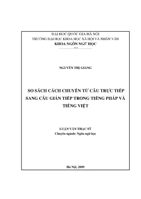 Luận văn thạc sĩ ussh so sánh cách chuyển từ câu dẫn trực tiếp sang câu dẫn gián tiếp trong tiếng pháp và tiếng việt