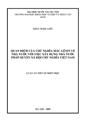 Luận văn thạc sĩ ussh quan điểm của chủ nghĩa mác lênin về nhà nước với việc xây dựng nhà nước pháp quyền xã hội chủ nghĩa việt nam