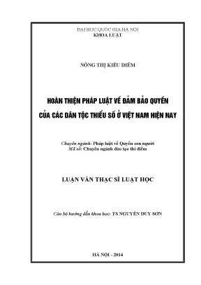 Luận văn thạc sĩ vnu ls hoàn thiện pháp luật về đảm bảo quyền của các dân tộc thiểu số ở việt nam hiện nay luận văn ths luật chương trình đào tạo thí điểm